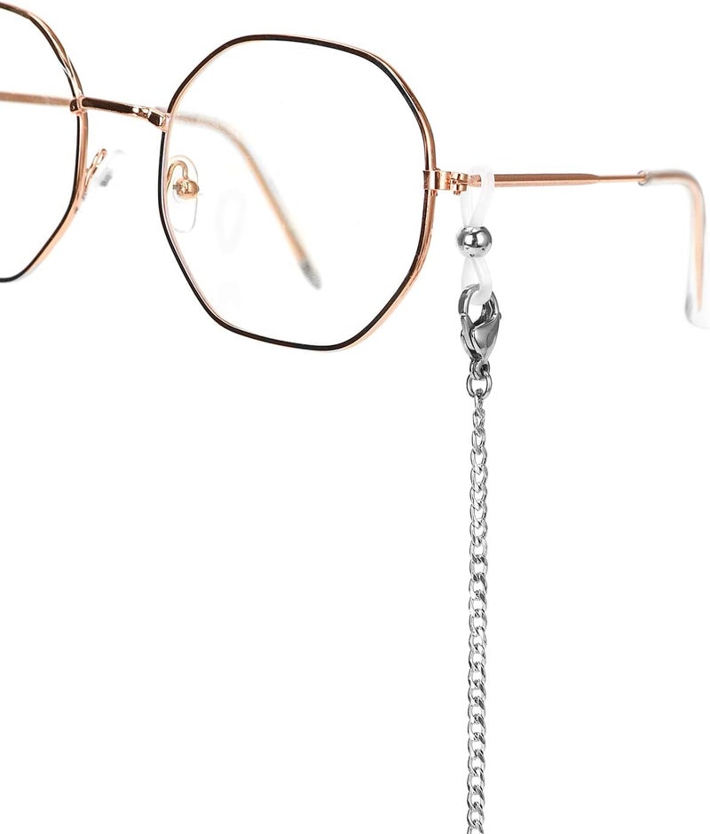 Hongeely Eyeglass Chain Silver Stainless Steel Handmade Necklace for Reading Glasses Sunglass Beaded Chains for Men Women - Image 2